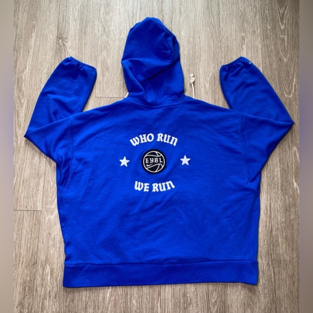 Rare Nike EYBL Cropped Hoodie Blue Women Size XL Who Run We Run Elite Basketball - Picture 2 of 10